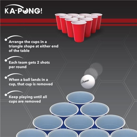 Sports Ka-Pong Plastic Cup Party Game Set 22 Plastic Cups  4 white Balls - Picture 3 of 5